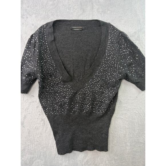 BCBGMAXAZRIA Sequin Short Sleeve Sweater – Charcoal Gray – Size M - Picture 5 of 5